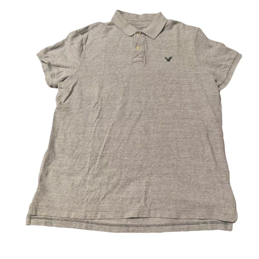 American Eagle Polo Shirt Mens XL Gray Casual Short Sleeve